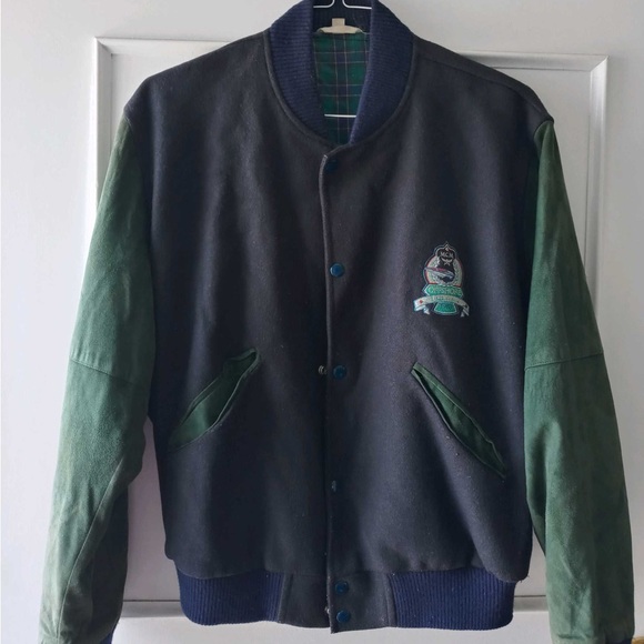 Vintage MCM suede mens varsity jacket.